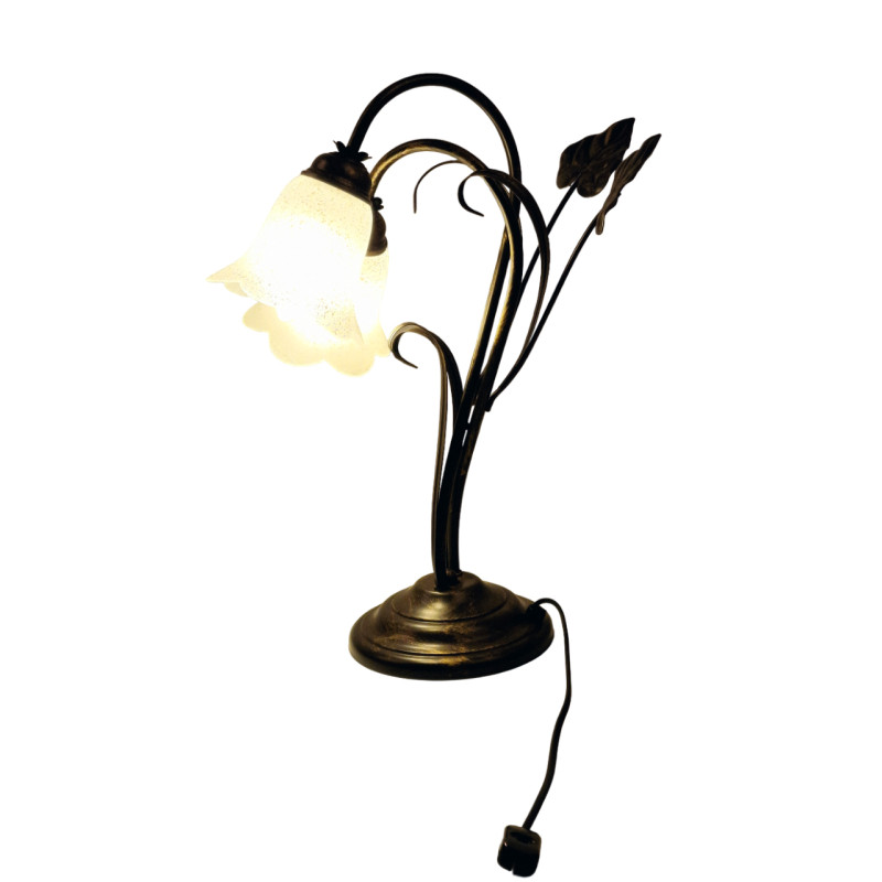 Luxurious Table Lamp "Floral Design" - Black Metal with Gold Patina foto2