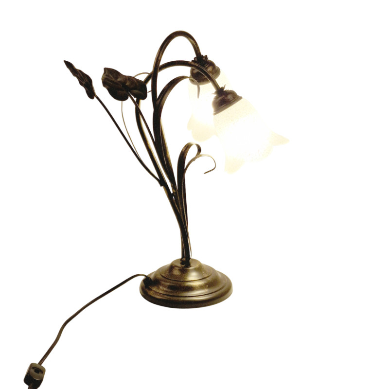 Luxurious Table Lamp "Floral Design" - Black Metal with Gold Patina foto5