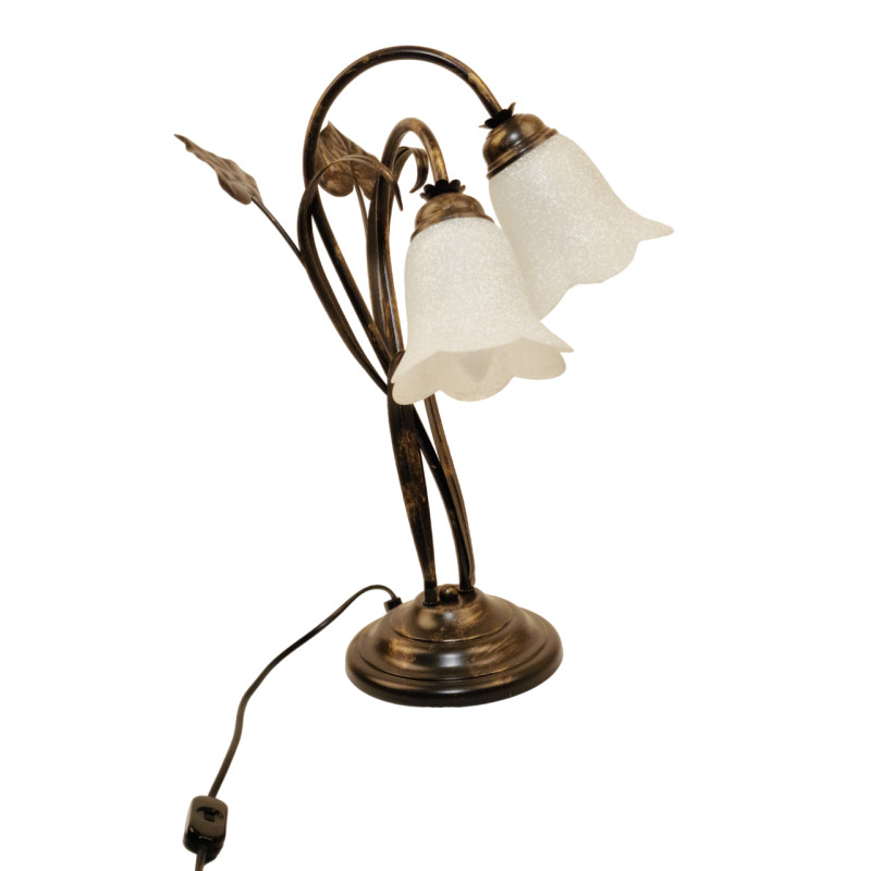 Luxurious Table Lamp "Floral Design" - Black Metal with Gold Patina foto7