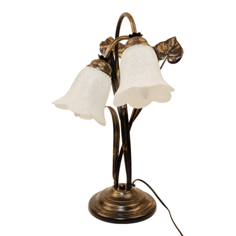 Luxurious Table Lamp "Floral Design" - Black Metal with Gold Patina foto8