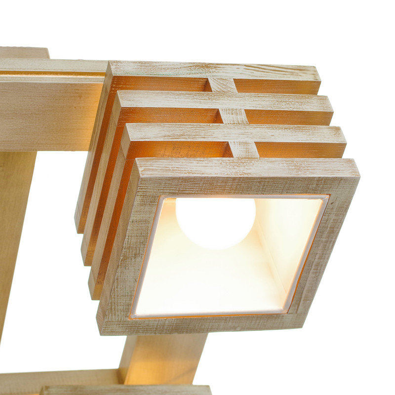 Dřevěný moderní  lustr v bílo zlatém provedení  přisazený ke stropu 11504 "HOUSTON" foto5