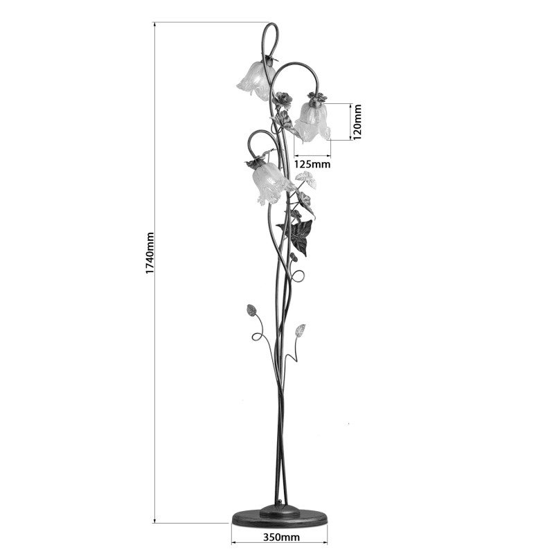 Stojaci lampa se stínidly ve tvaru květin vyrobená z křišťálově čistého muránského skla 15230 "KATERINA" foto4