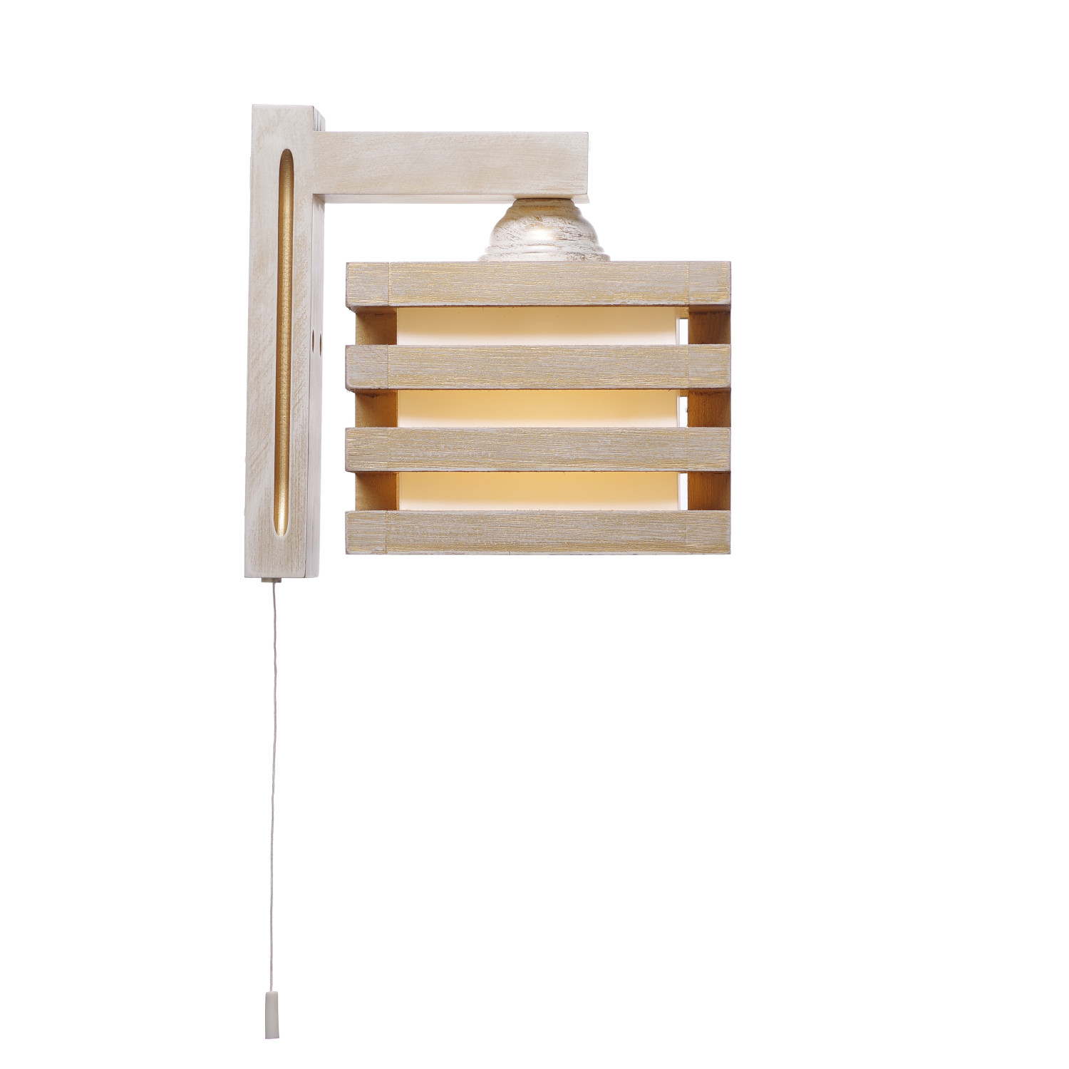 Nástěnné dřevěné svítidlo ve zlaté patine s vypínačem 18610 "HOUSTON" foto2