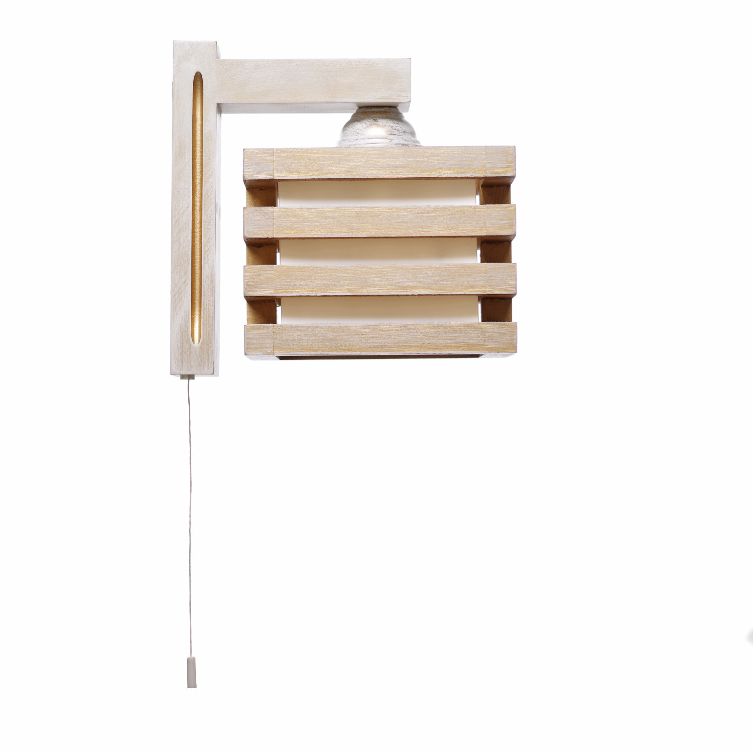 Nástěnné dřevěné svítidlo ve zlaté patine s vypínačem 18610 "HOUSTON" foto3