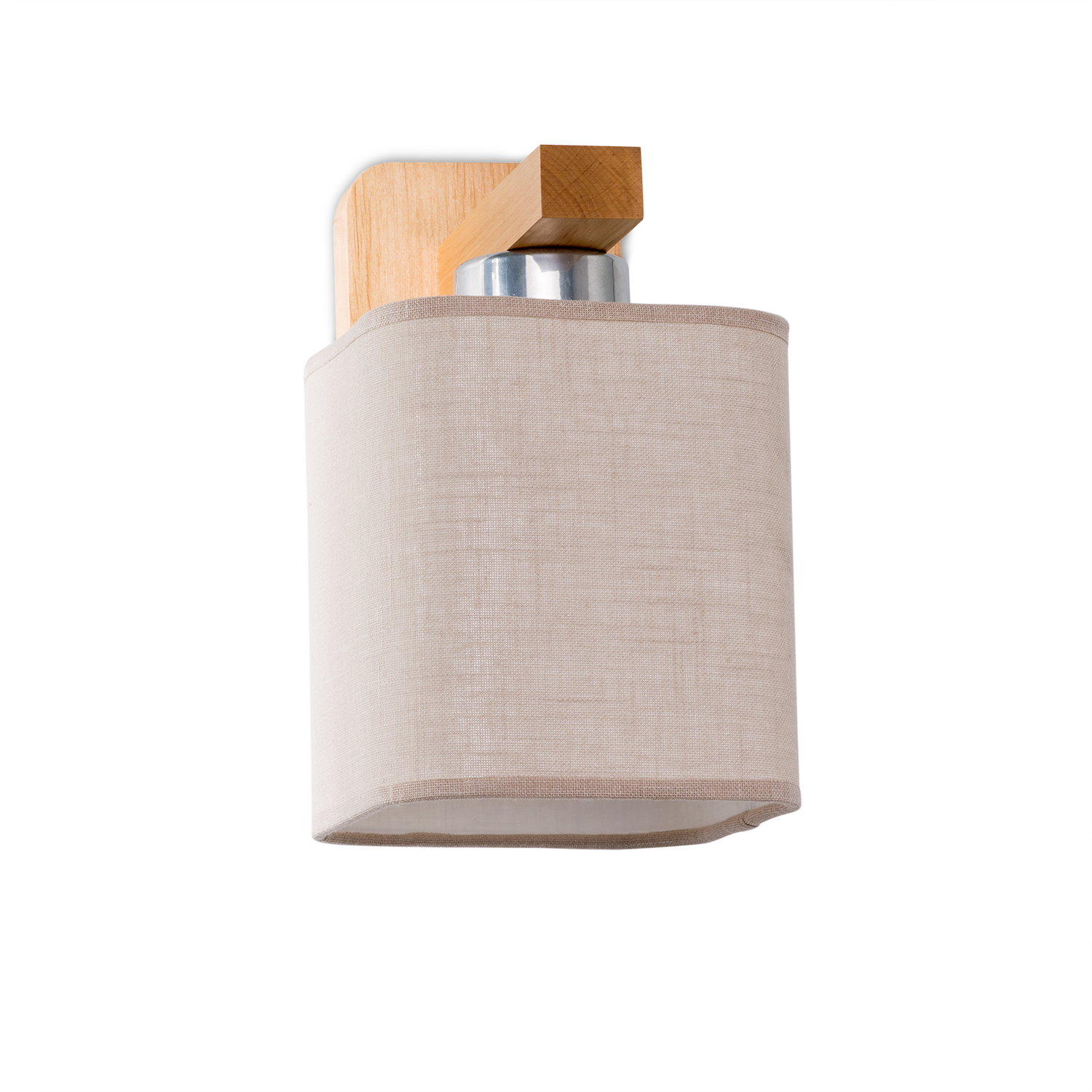 Dřevěné nástěnné svítidlo s kabelem a vypínačem vyrobené z přírodního buku s bezovým látkovým stínidlem "HOTEL" foto3