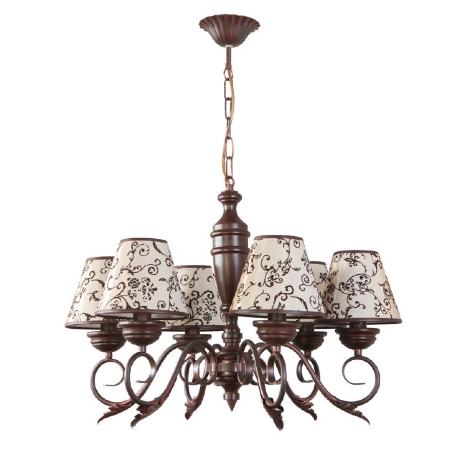 Závěsný lustr na řetězu z kovu a dřevěných prvky  30403 "Munich"