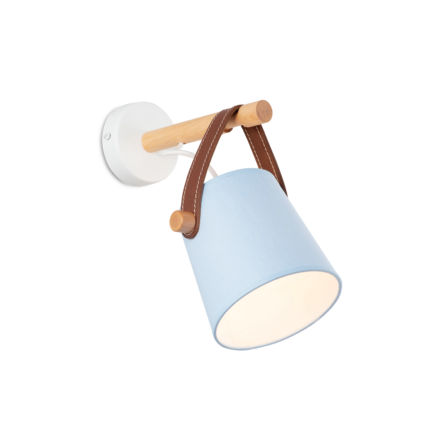 Nástěnné svítidlo se světle modrým stínítkem a originálním koženým řemínkem  60201 "RIONI" foto3