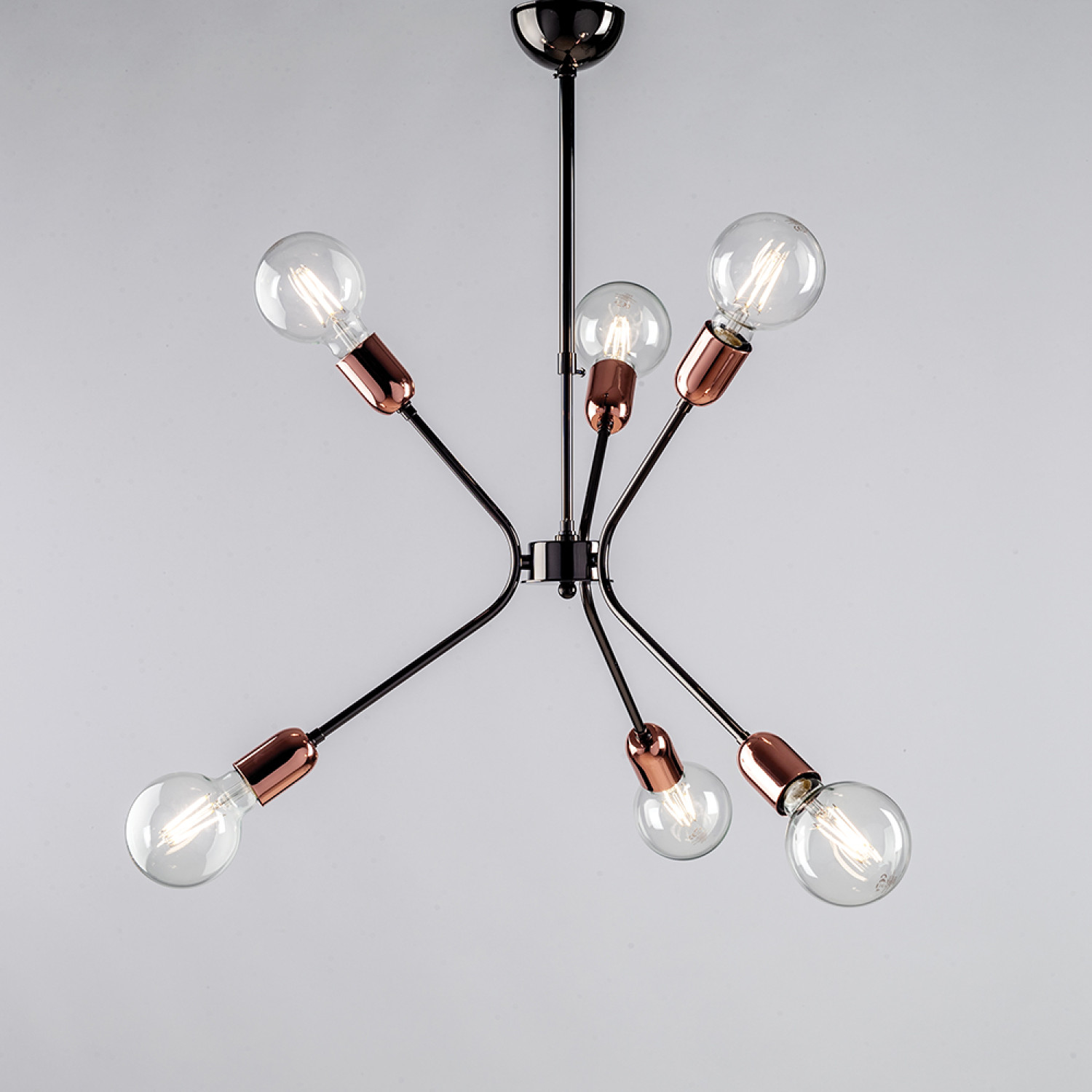 Závěsné moderní svítidlo na tyčí   BL222-6-NR Bpm, 6 X 60 Watt Max, černý chrom, měď