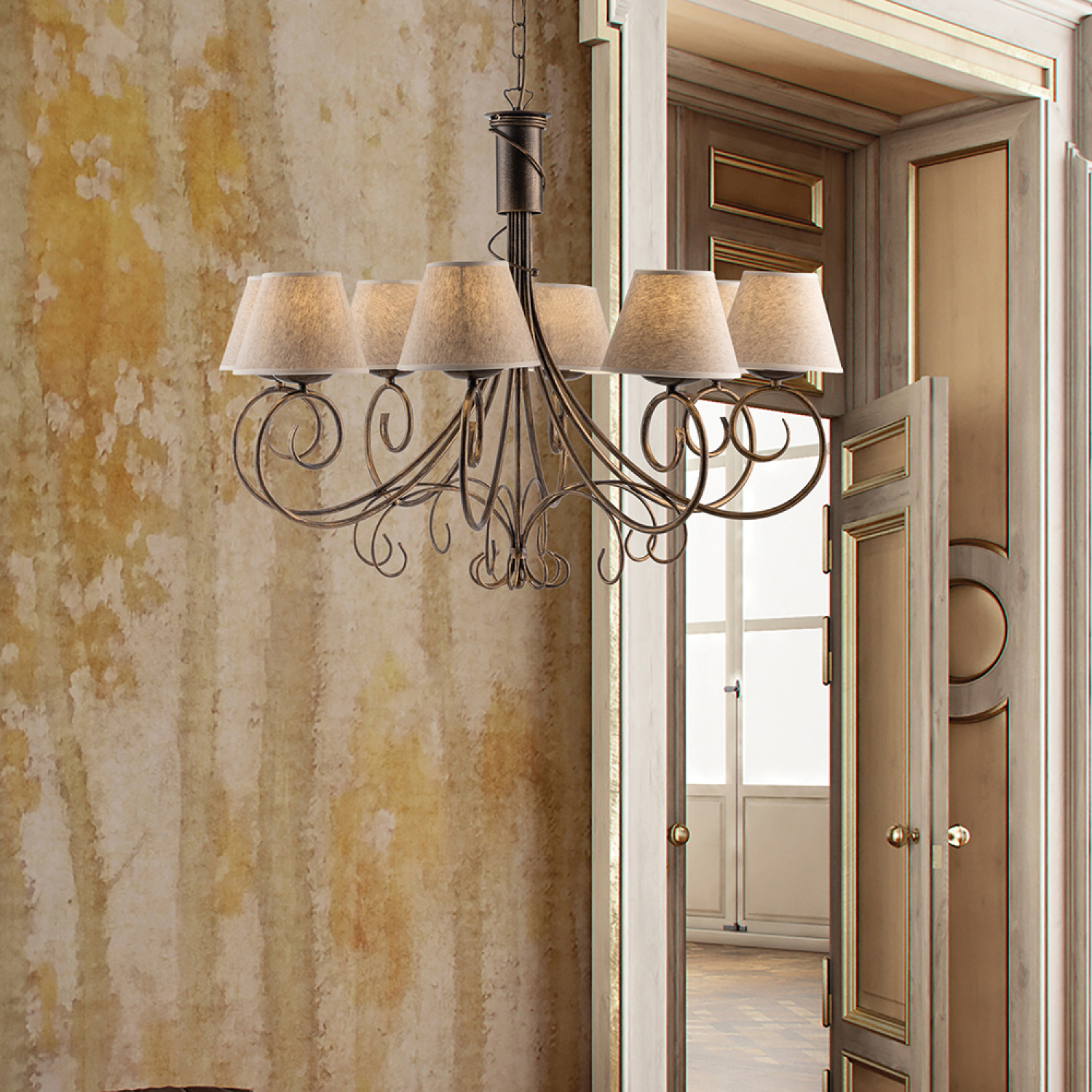 Pendant light BL258-8-BR Vienna, 8 X 40 Watt Max, brown, golden foto2