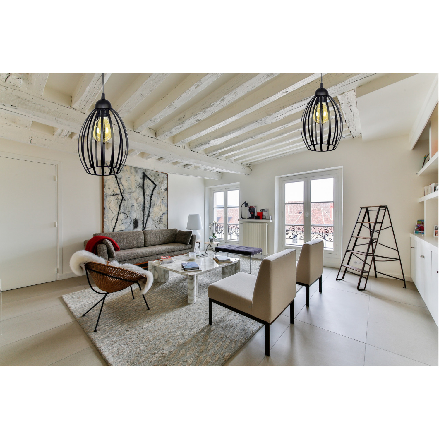 Závěsné svítidlo 7001/1O FIORDA, 1xE27/60W, černá struktura foto6