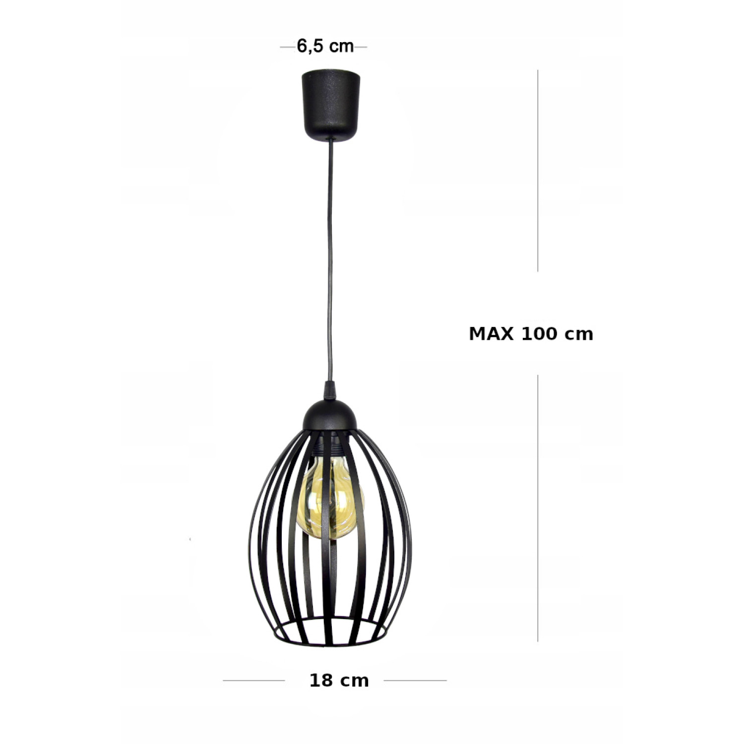 Závěsné svítidlo 7001/1O FIORDA, 1xE27/60W, černá struktura foto3
