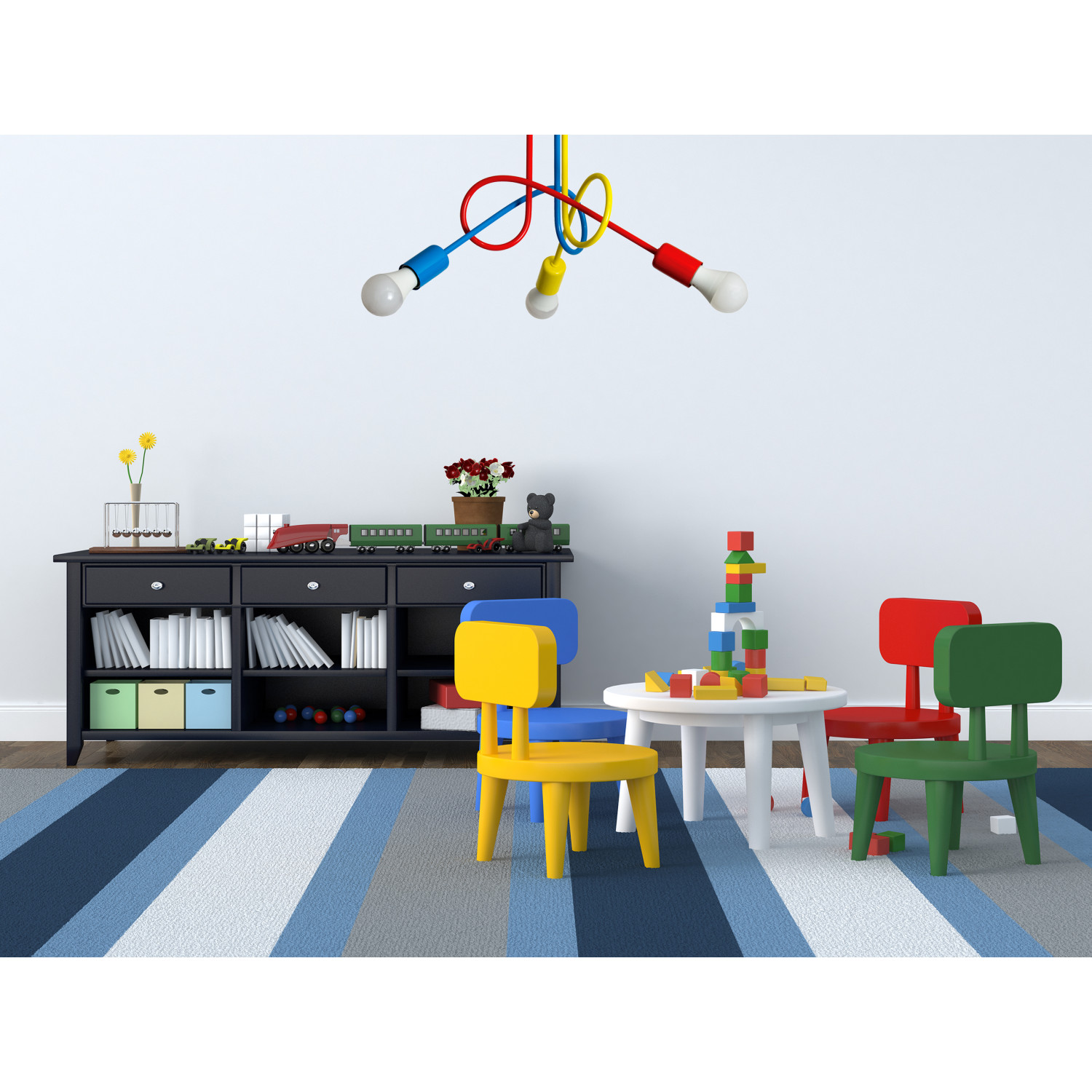 Pendant lamp 1001/3M1 MONDO, 3xE27/60W, blue, yellow, red foto5