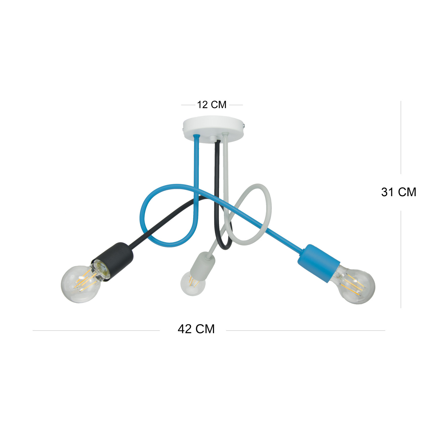 Závěsné svítidlo 1001/3M4 MONDO, 3xE27/60W, tyrkysová, černá, šedá foto4