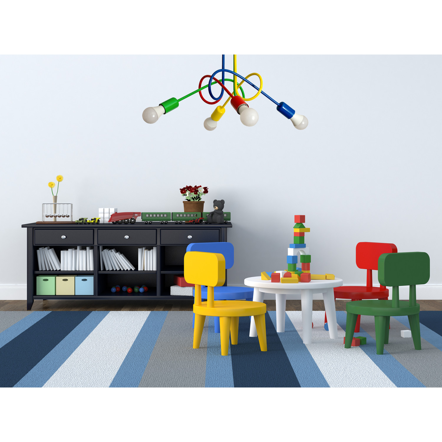 Závěsné svítidlo 1001/4M3 MONDO, 4xE27/60W, žlutá, tmavě modrá, červená, zelená foto3