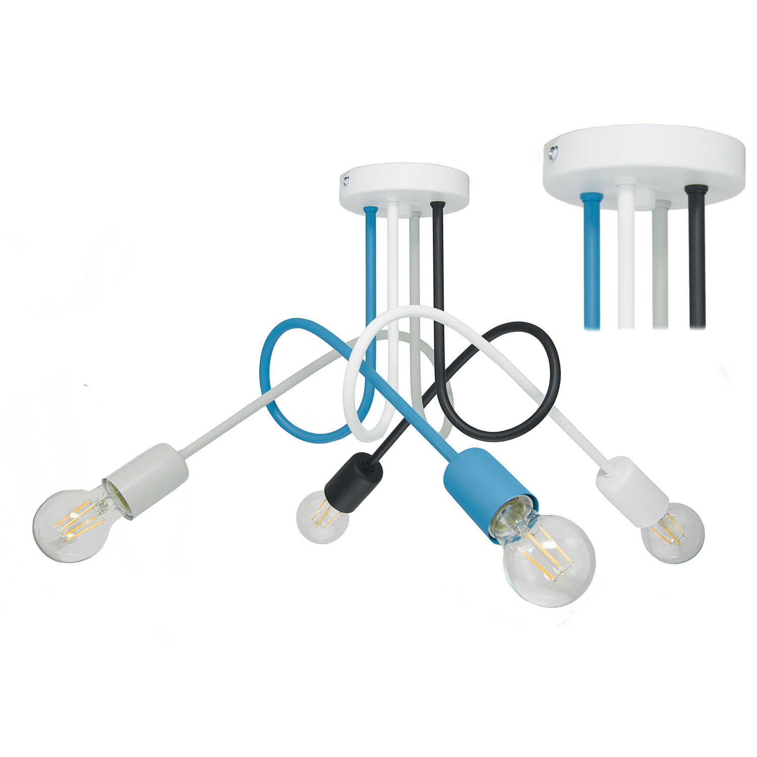 Pendant lamp 1001/4M4 MONDO, 4xE27/60W, gray, black, white, turquoise foto8