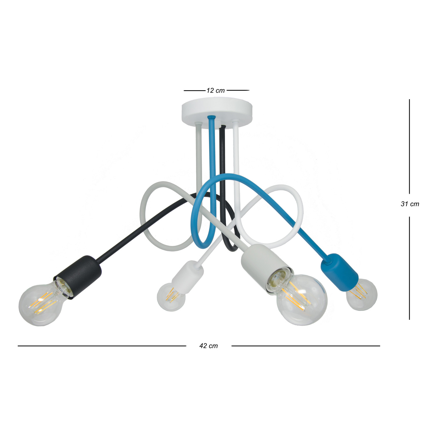 Pendant lamp 1001/4M4 MONDO, 4xE27/60W, gray, black, white, turquoise foto9