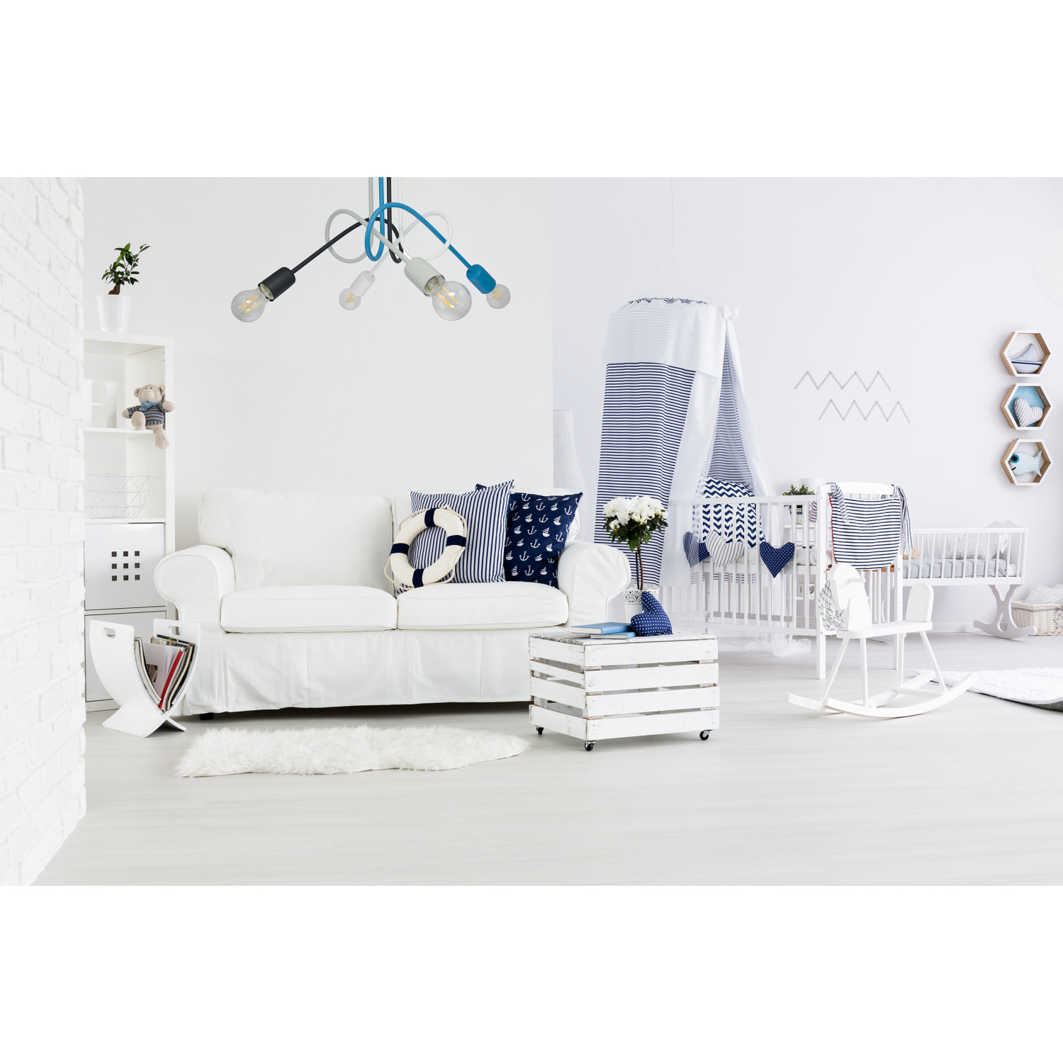 Pendant lamp 1001/4M4 MONDO, 4xE27/60W, gray, black, white, turquoise foto5