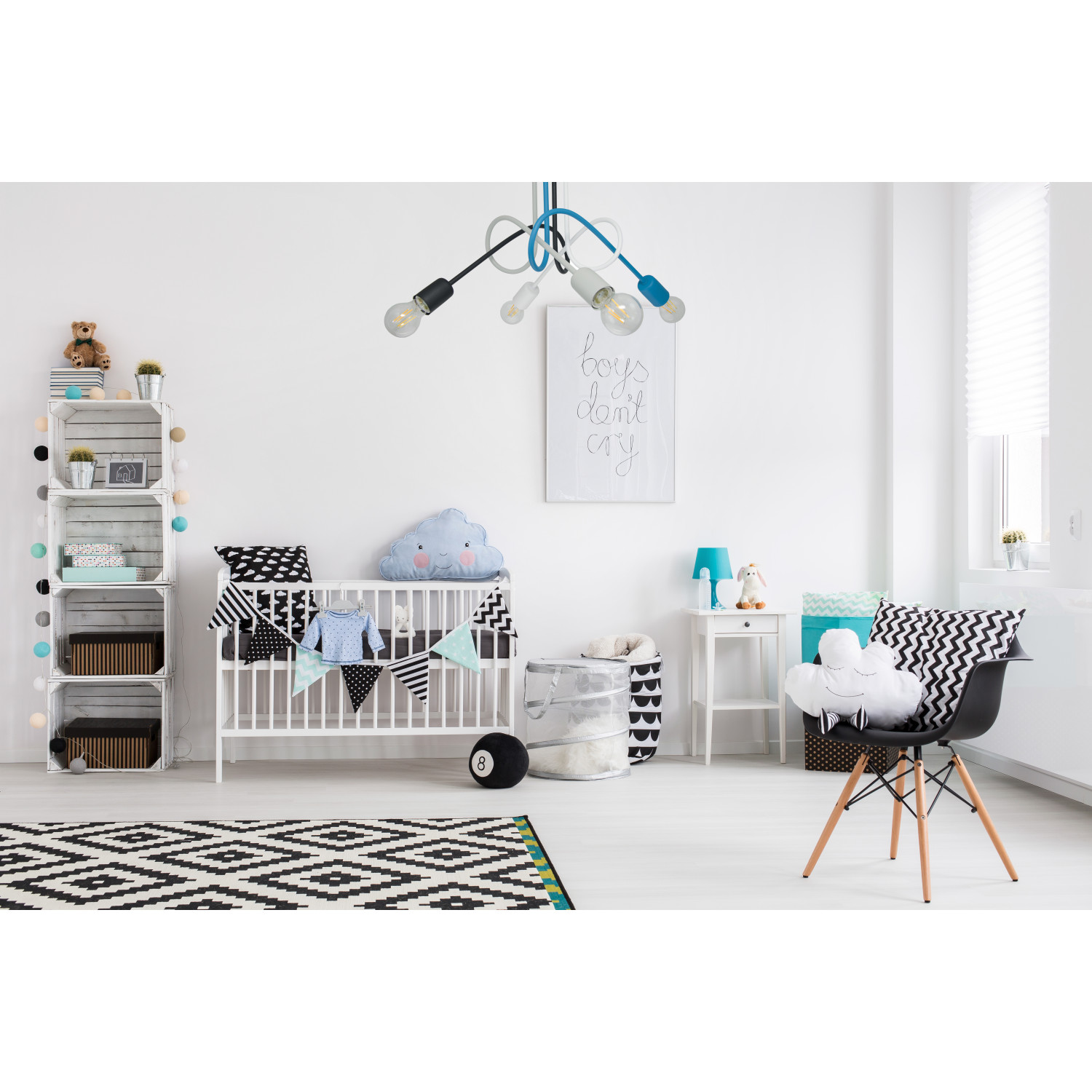 Pendant lamp 1001/4M4 MONDO, 4xE27/60W, gray, black, white, turquoise foto3