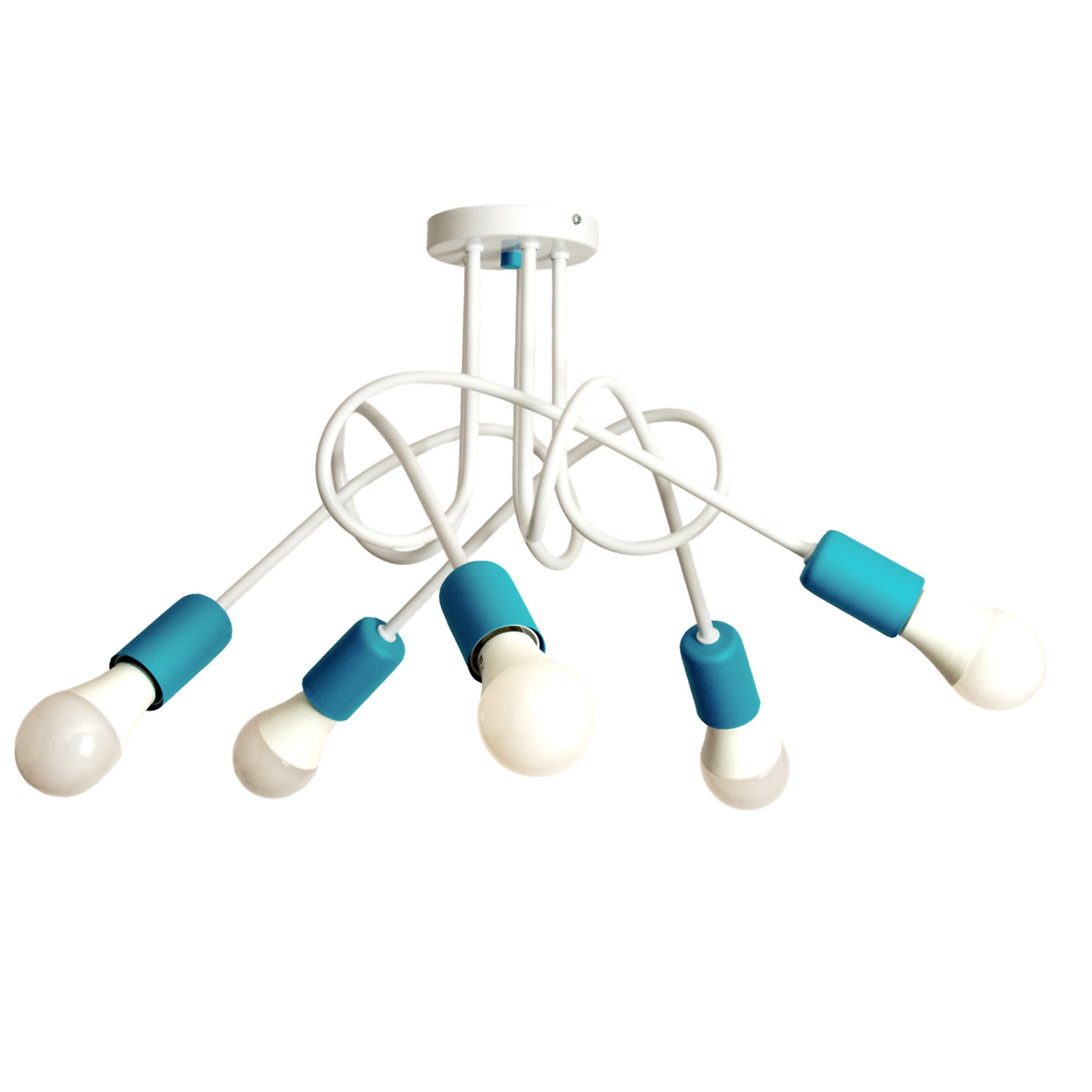 Pendant lamp 1001/5BT MONDO, 5xE27/60W, white + turquoise
