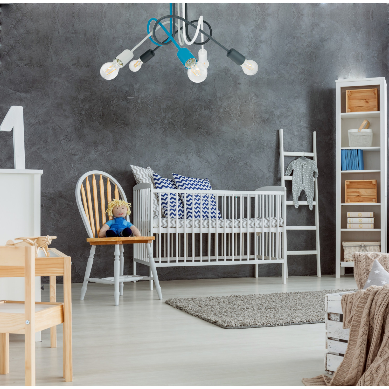 Pendant lamp 1001/5MX5 MONDO, 5 x E27 Max 60W, turquoise, gray, black, white, graphite foto5