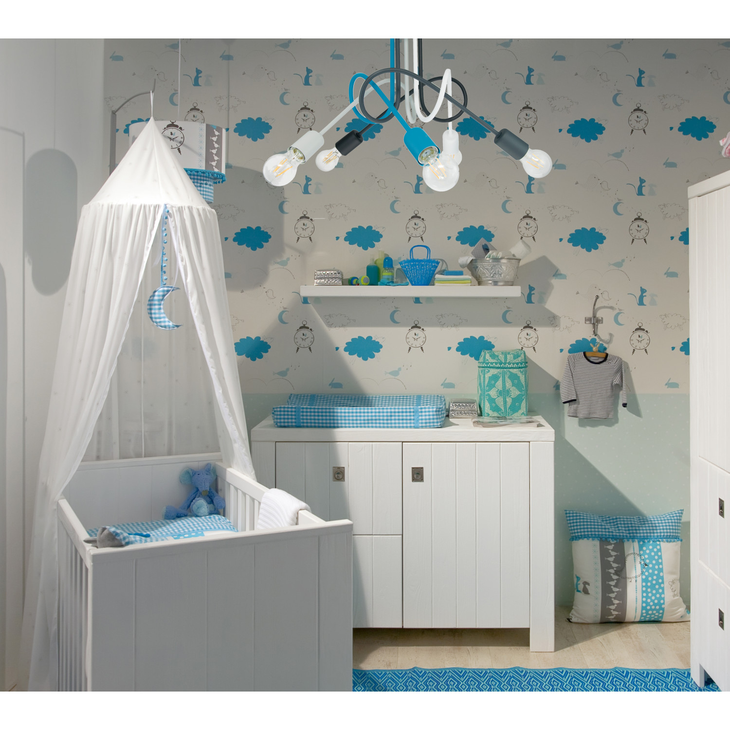 Pendant lamp 1001/5MX5 MONDO, 5 x E27 Max 60W, turquoise, gray, black, white, graphite foto6