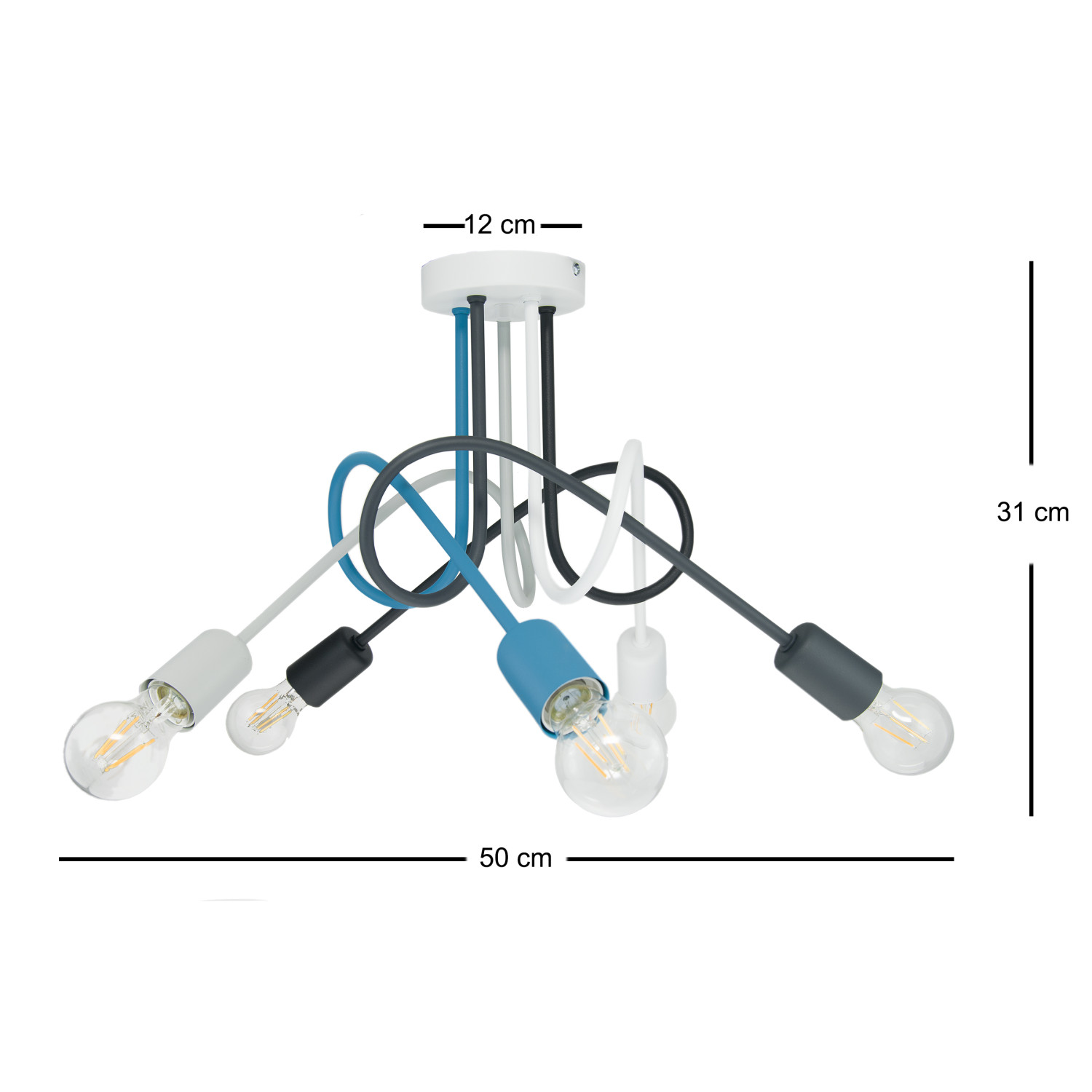 Pendant lamp 1001/5BT MONDO, 5xE27/60W, white + turquoise foto2