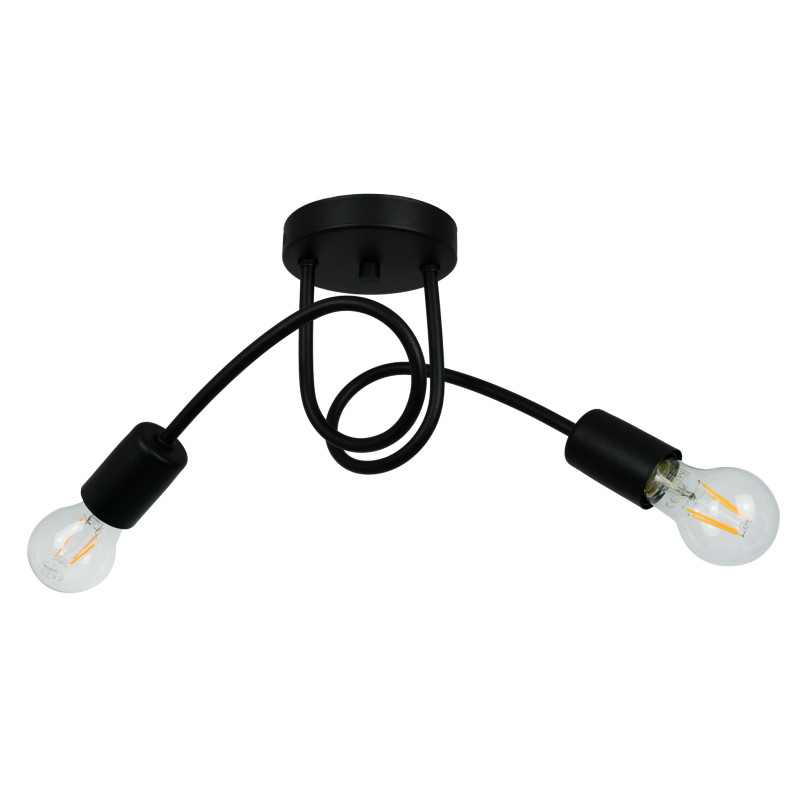 Ceiling light for the kitchen or hall from the "MONDO" collection, matt black with two LED bulbs