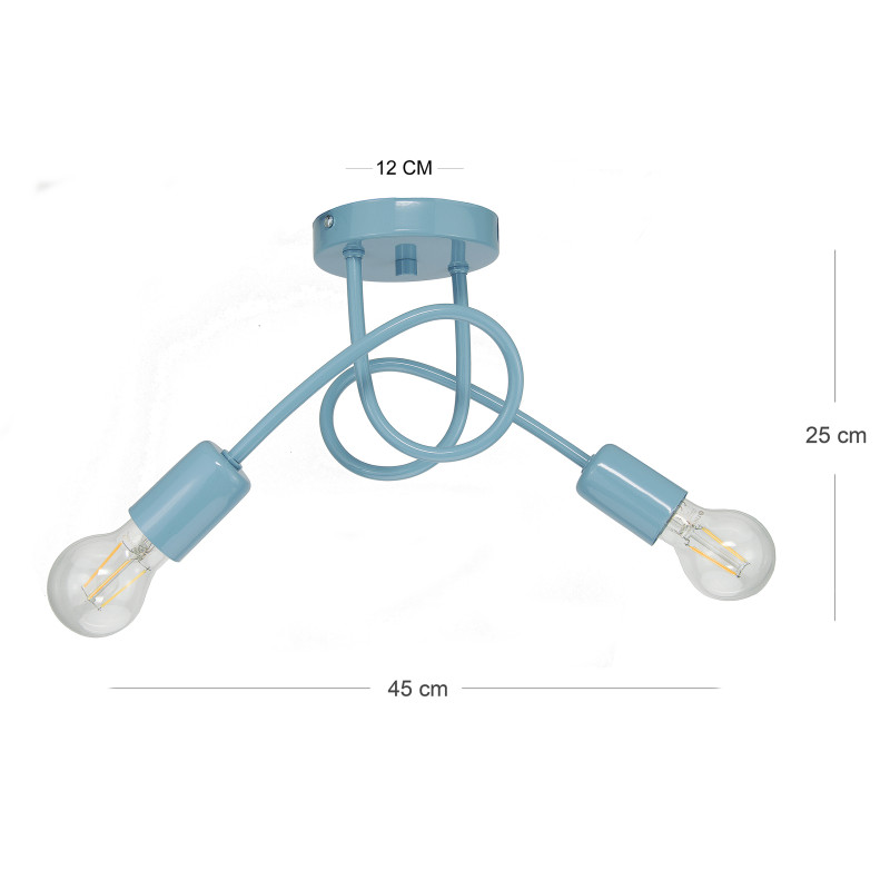 Ceiling lamp with curved metal arms in pastel blue color, "MONDO" collection art.1001/2 PN foto2