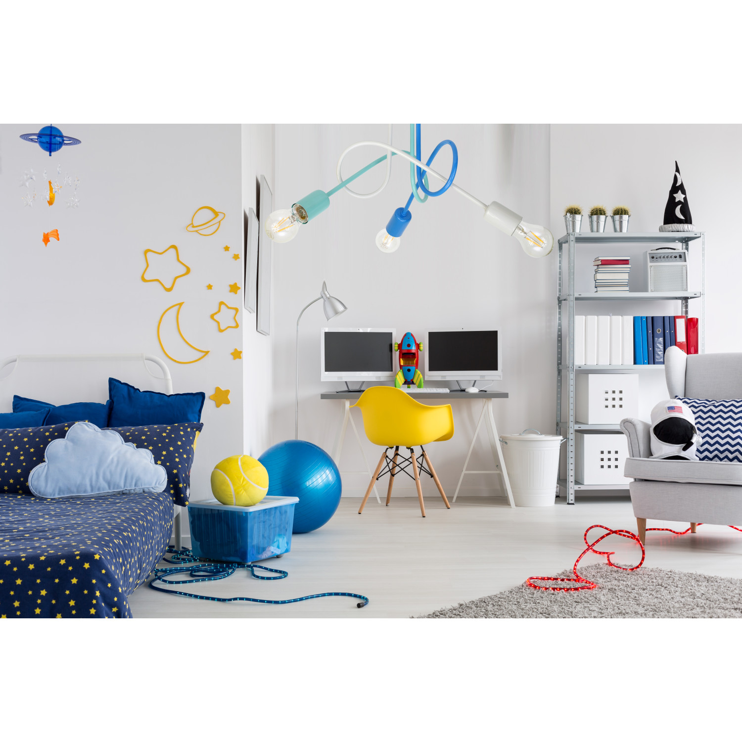 Pendant lamp 1001/3MP1 MONDO, 3xE27/60W, gray, blue, turquoise pastel foto3