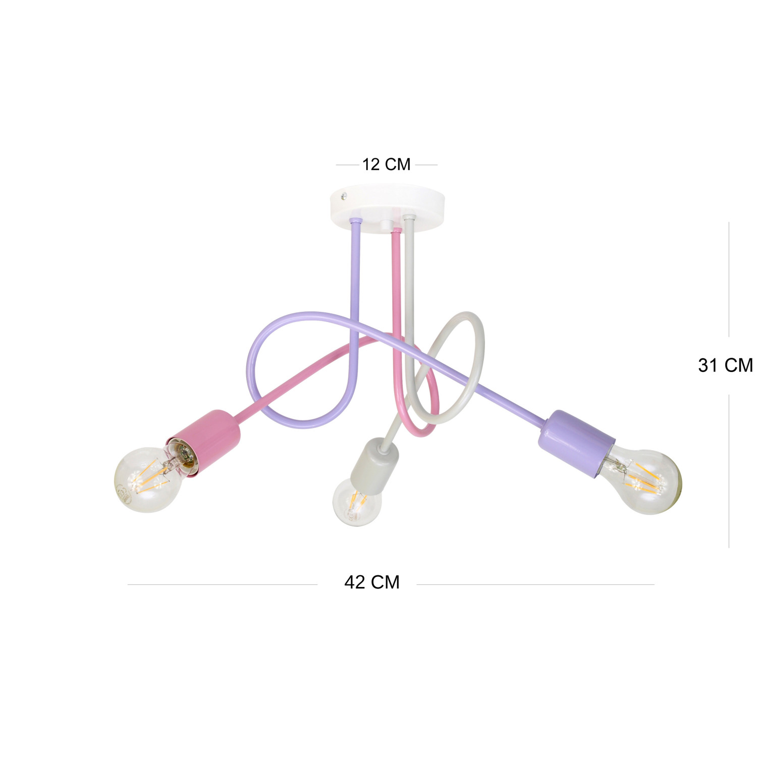 Závěsné svítidlo 1001/3MP3 MONDO, 3xE27/60W, šedá, pastelově fialová, pastelově růžová foto2