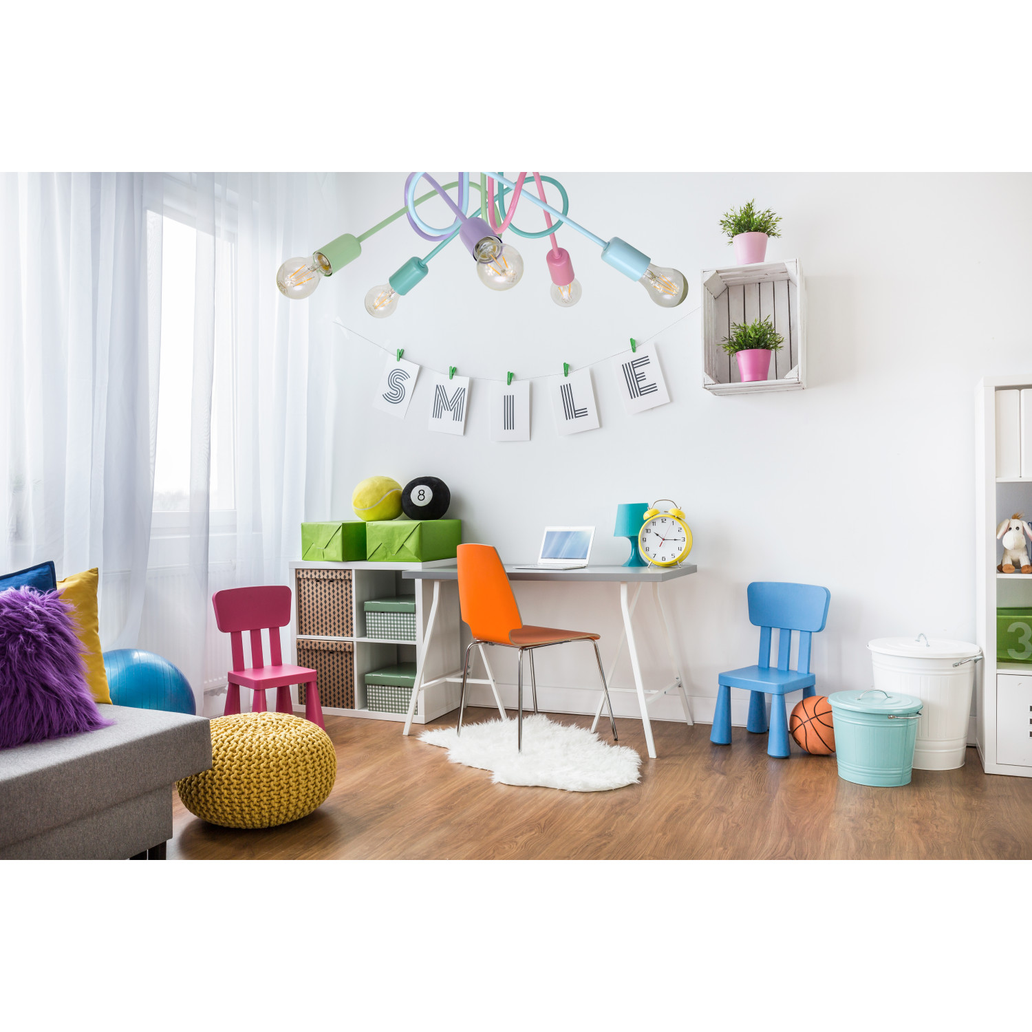 Závěsné svítidlo 1001/5MP1 MONDO, 5xE27/60W, růžová, tyrkysová, akvamarínová, fialová, modrá foto6