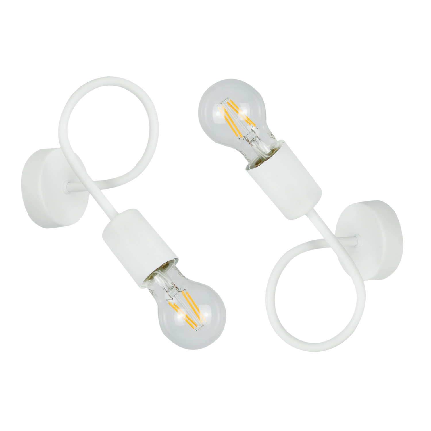 Bílé matné nástěnné světlo s ohnutým kovovým ramenem do uzlu, kolekce "MONDO" art.1001/1 BS foto2