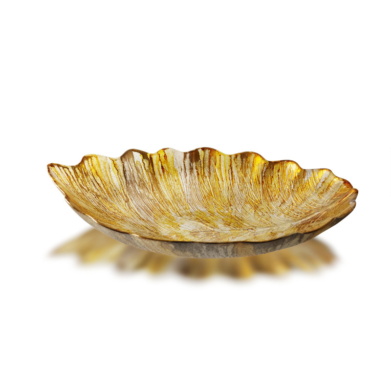 Glass bowl oval in the form of a leaf 400 mm FG 24