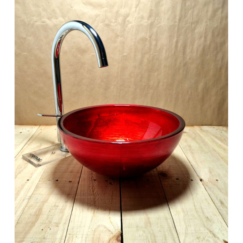 Ručně vyráběné skleněné umyvadlo "Červená perla"  U036