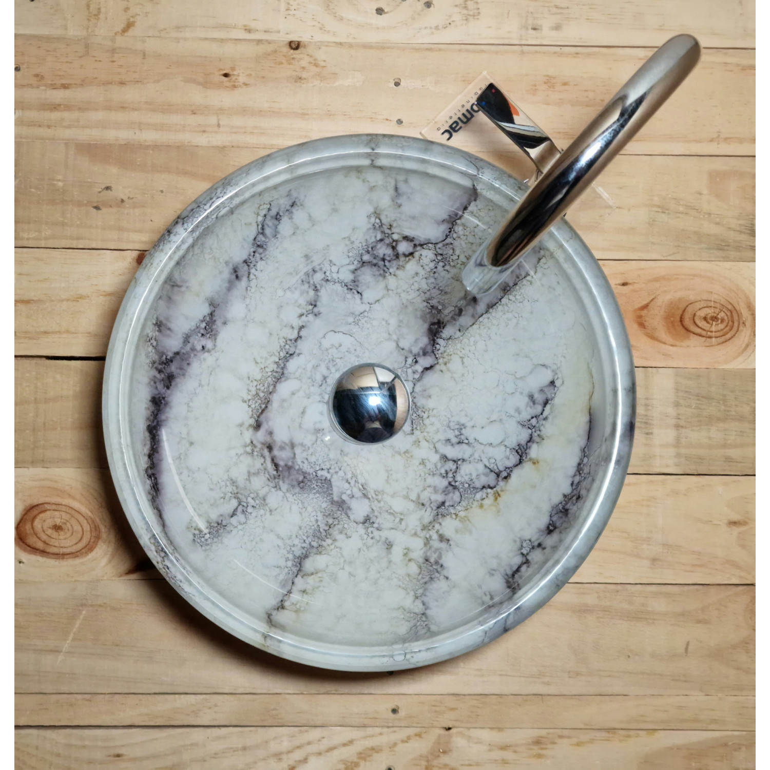 Moderní kulaté skleněné umyvadlo s efektem mramoru U041 foto4