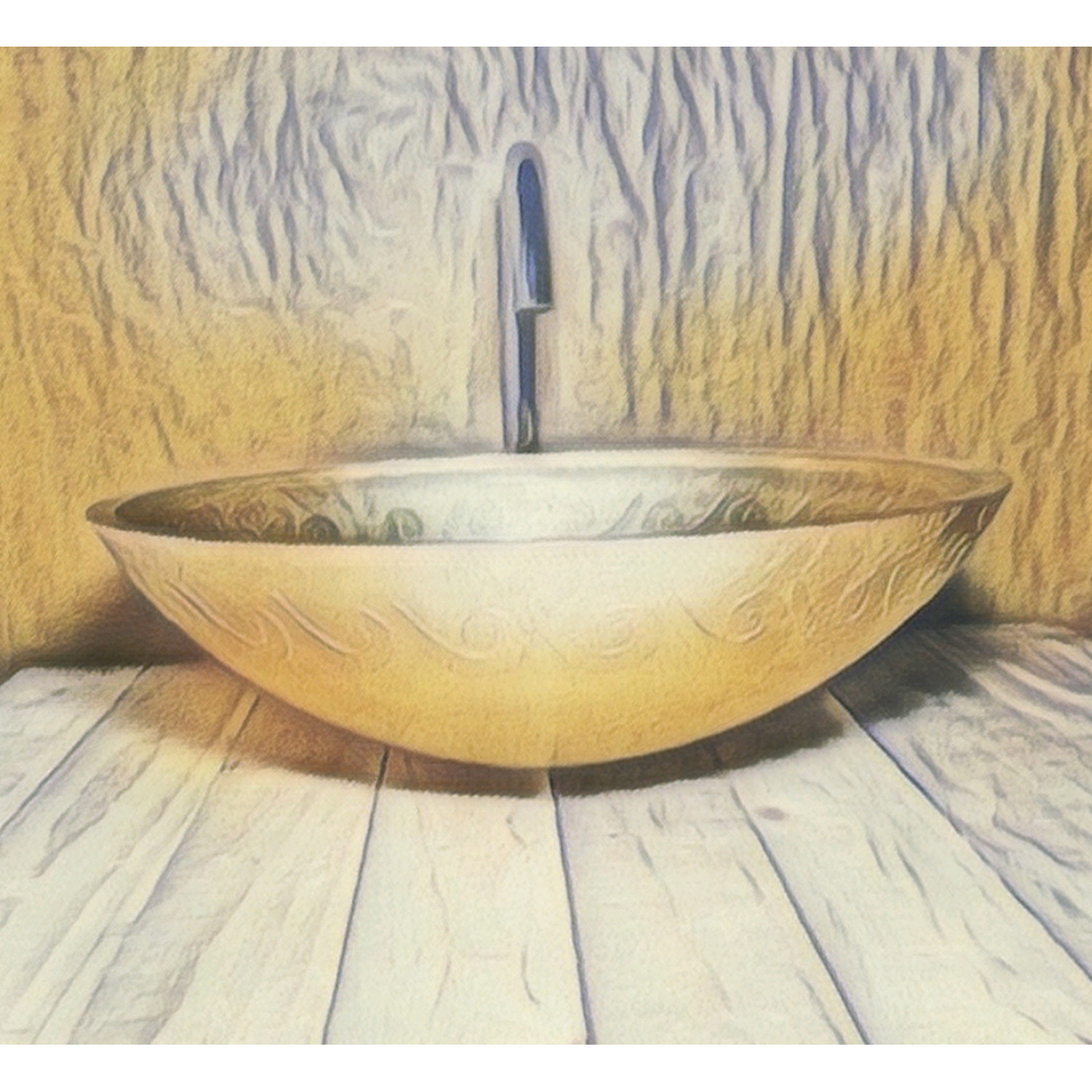 Luxusní oválné skleněné umyvadlo s dekorací zlatou fólií U044 foto5