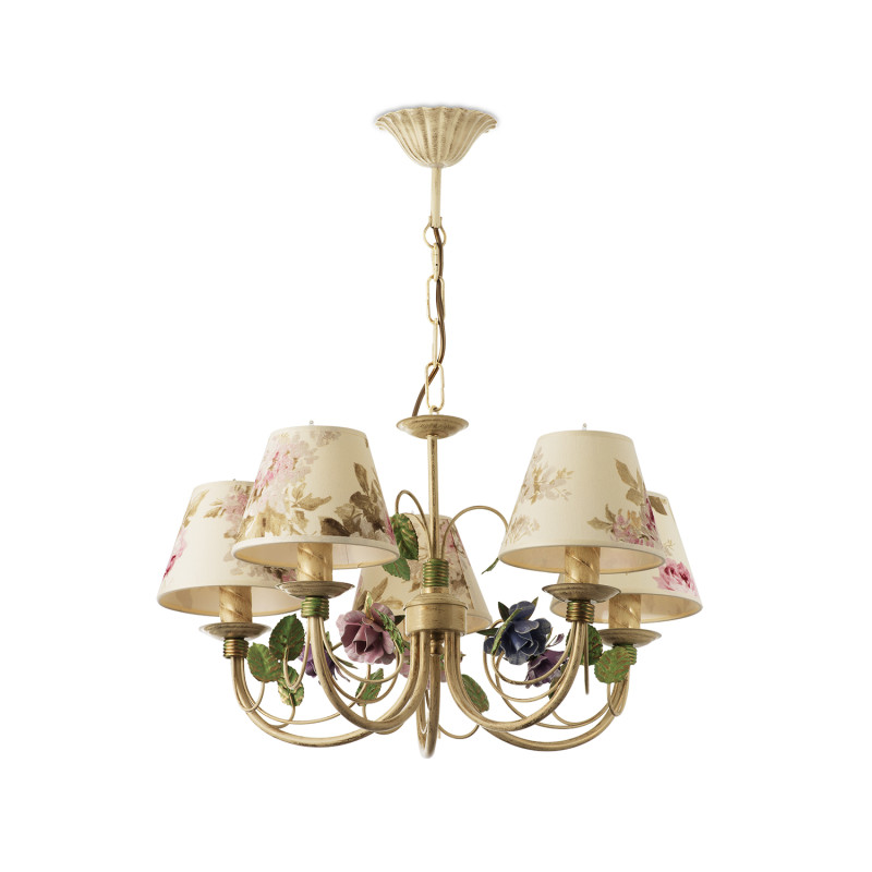 Elegant hanging chandelier on a chain in the style of Provence 20766 "CAMELLIA"