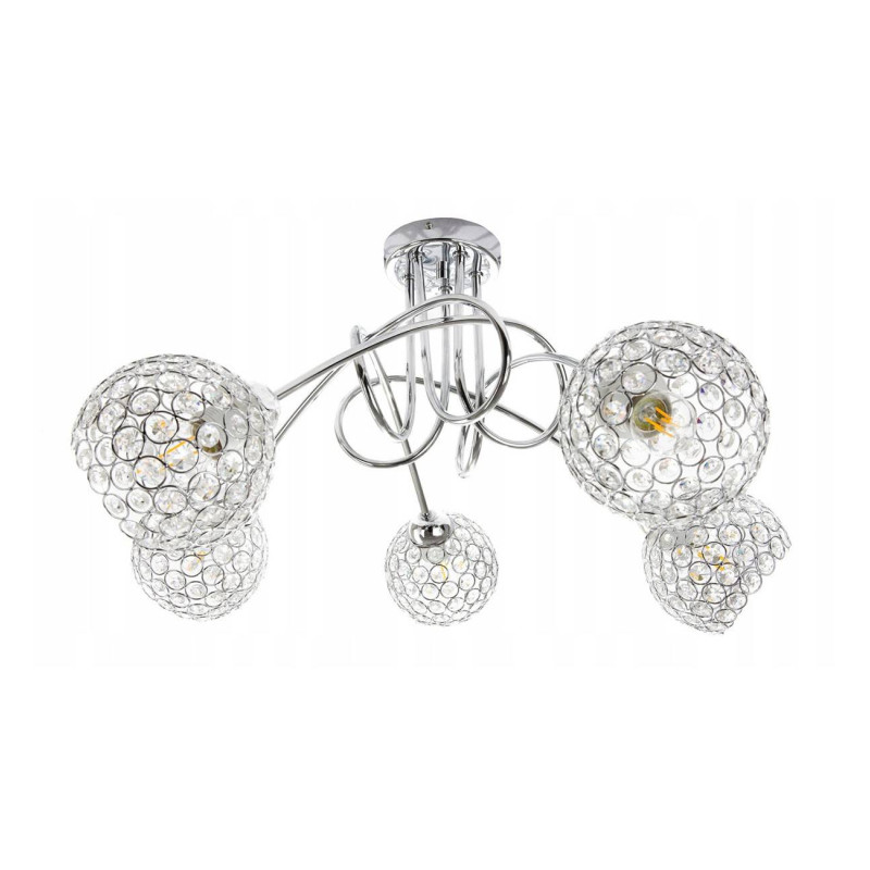 Chrome ceiling lamp in a modern style with glass shades CRYSTAL 2220/5/C foto2