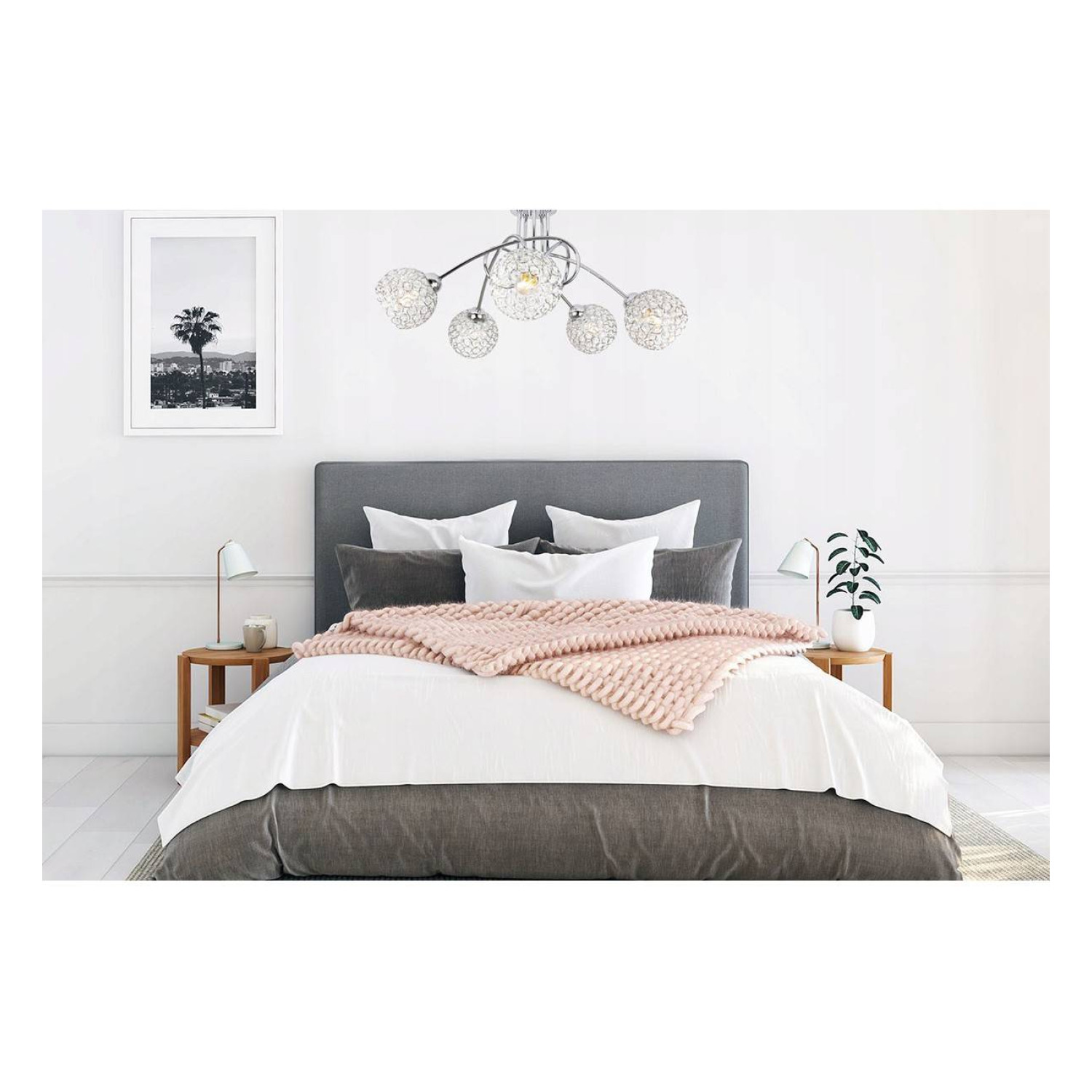 Chromové stropní svítidlo v moderním stylu se skleněnými stínidly CRYSTAL 2220/5/C foto7