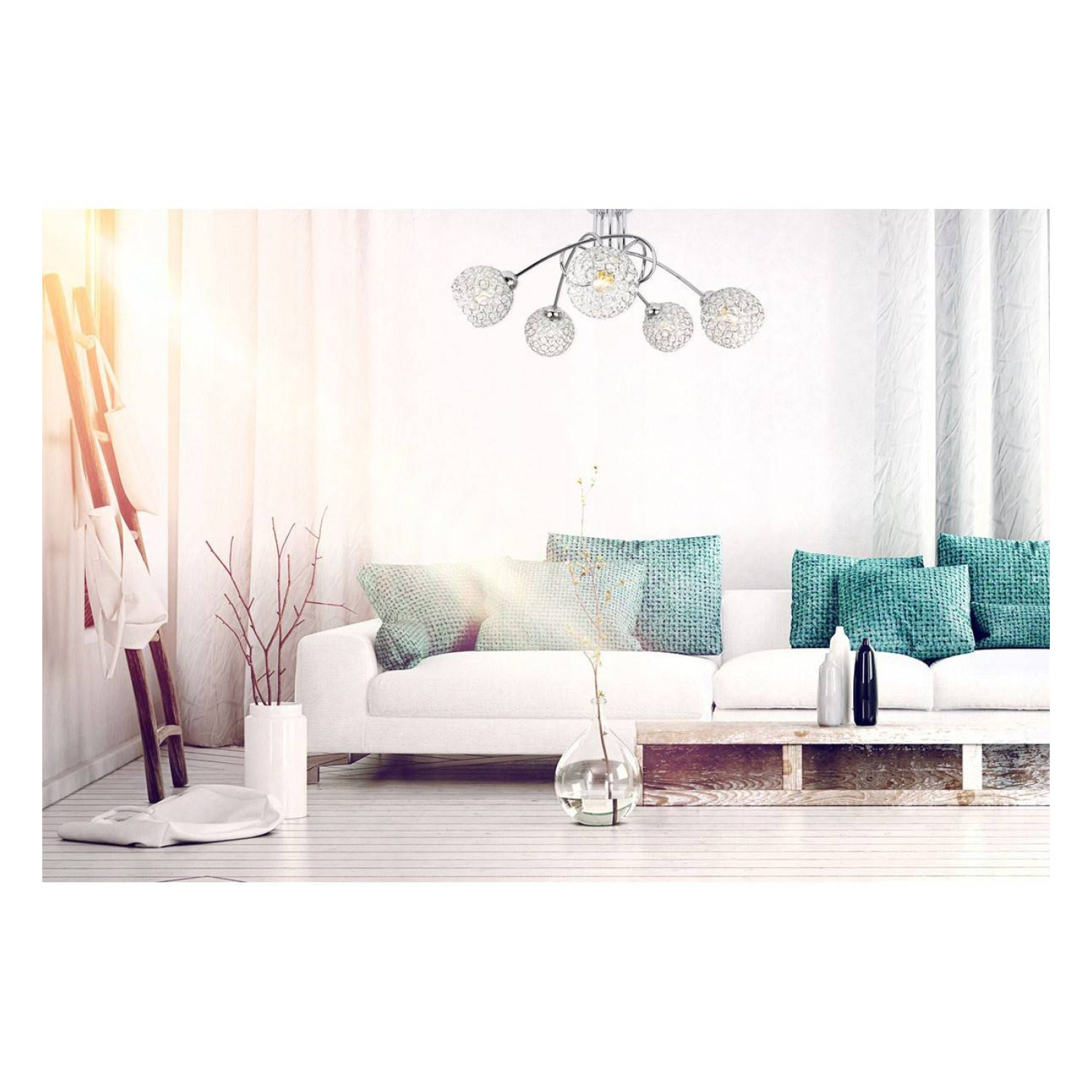 Chromové stropní svítidlo v moderním stylu se skleněnými stínidly CRYSTAL 2220/5/C foto8