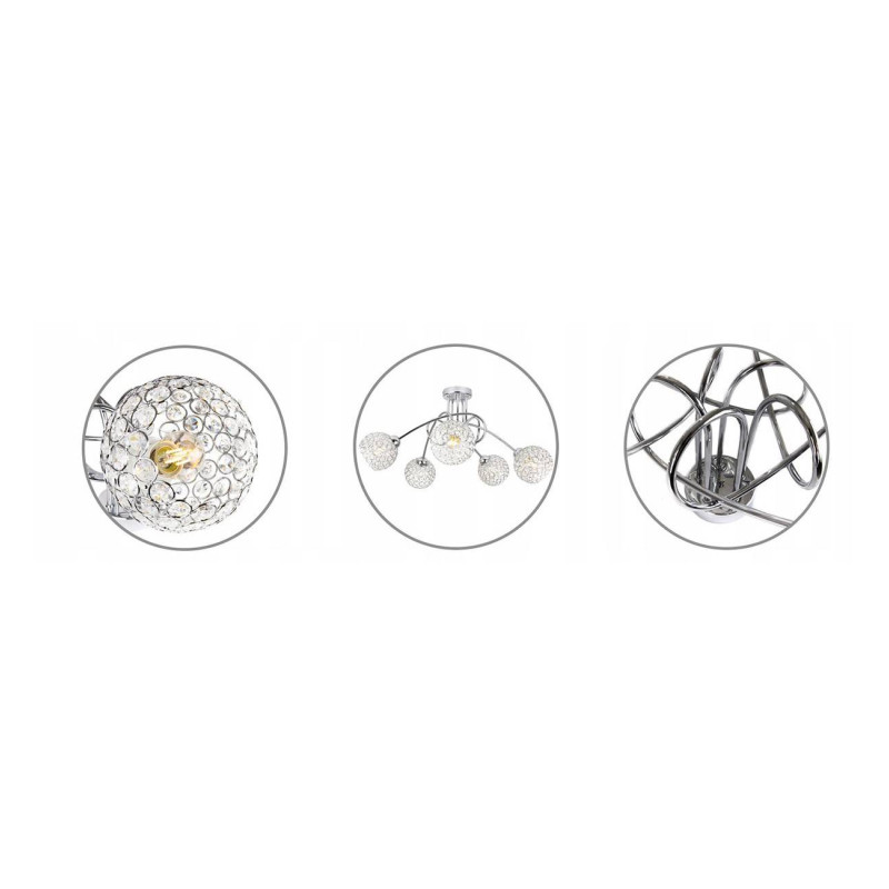 Chrome ceiling lamp in a modern style with glass shades CRYSTAL 2220/5/C foto5