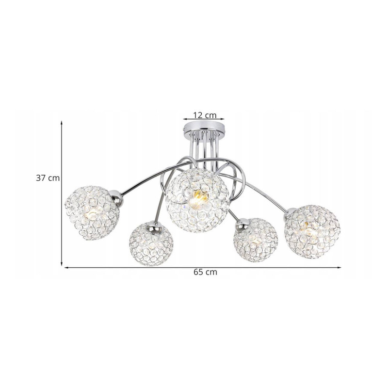 Chrome ceiling lamp in a modern style with glass shades CRYSTAL 2220/5/C foto6