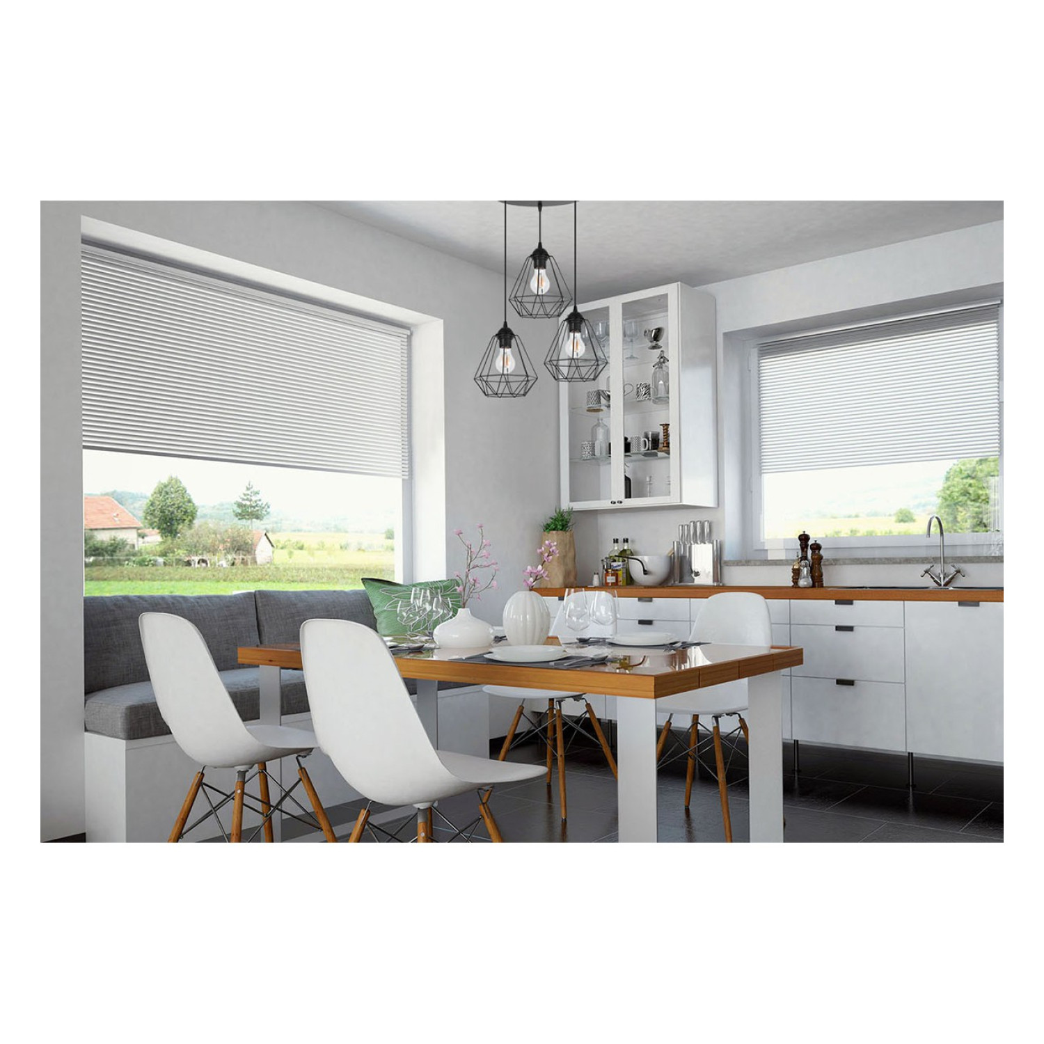 Závěsné svítidlo na lanku s kovovými stínítky LH001 "DIAMOND LOFT CORRAL" foto6