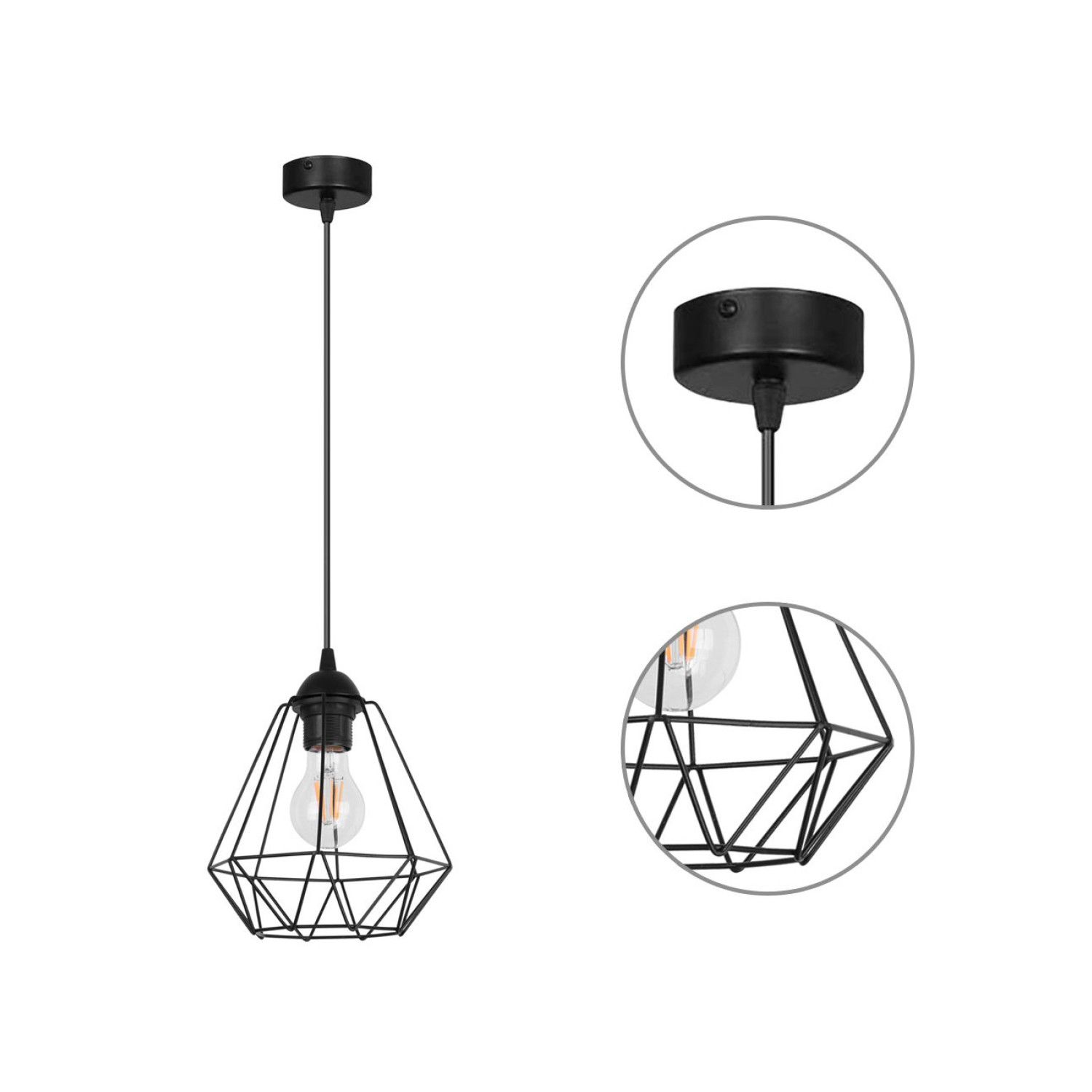 Závěsné svítidlo na lanku s kovovým stínítkem LH003 "DIAMOND LOFT CORRAL" foto7