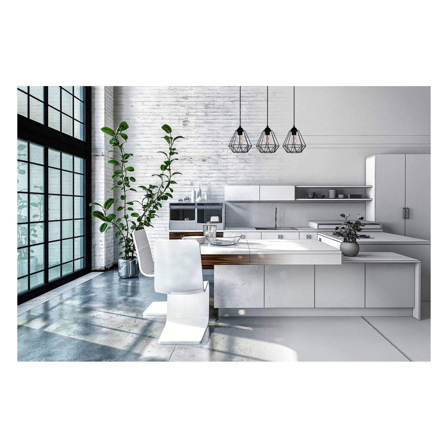 Závěsné svítidlo na lanku s kovovými stínítky LH002 "DIAMOND LOFT CORRAL" foto3