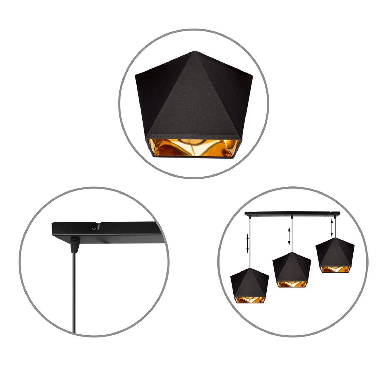 Závěsné svítidlo na lanku LH011 "DIAMOND GOLD" foto4