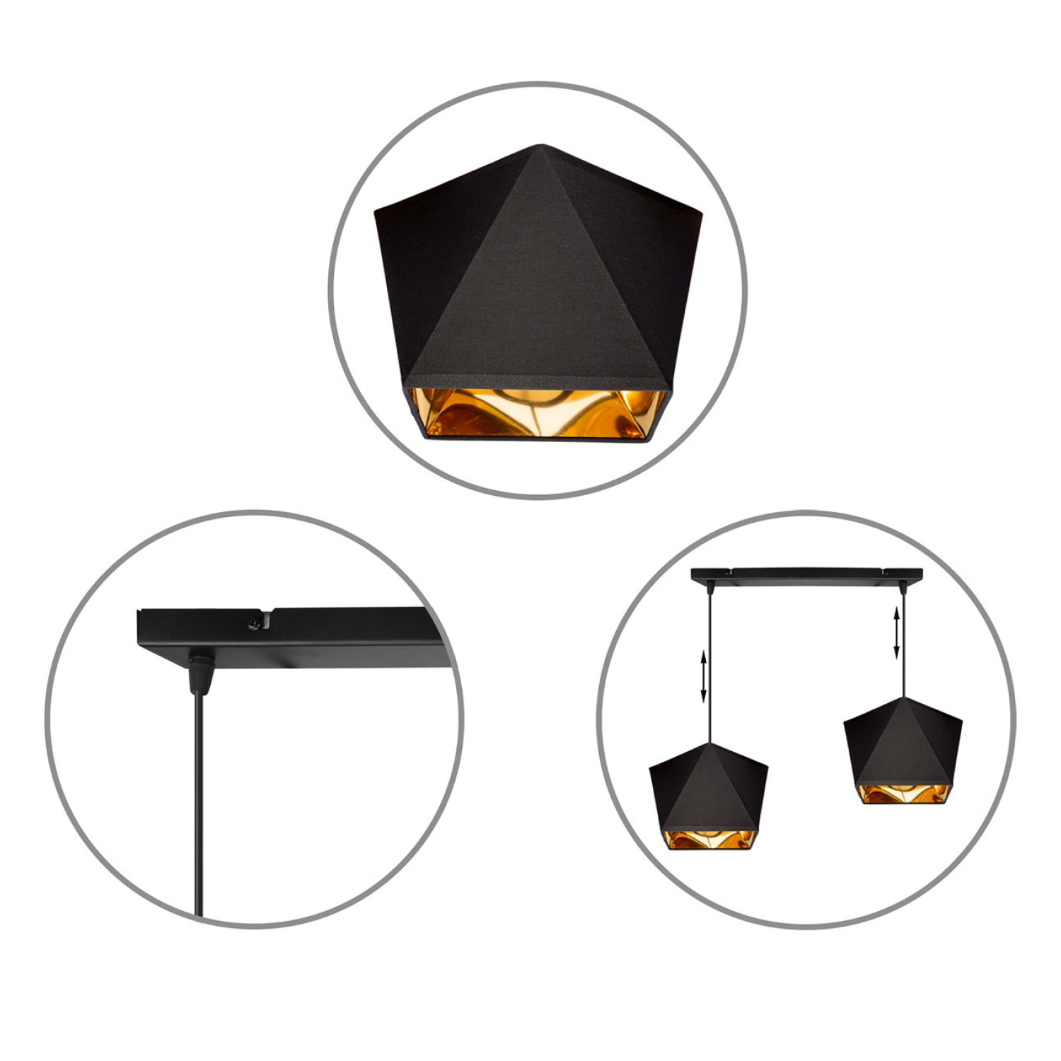 Závěsné svítidlo na lanku LH025 "DIAMOND GOLD" foto4