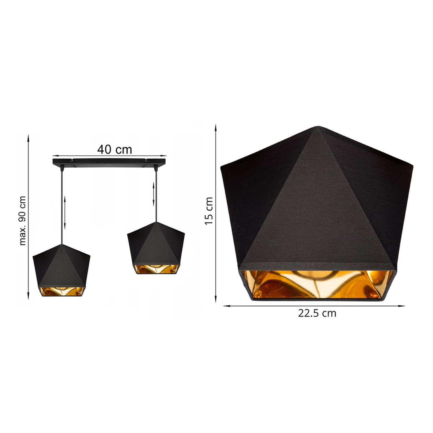 Závěsné svítidlo na lanku LH025 "DIAMOND GOLD" foto5
