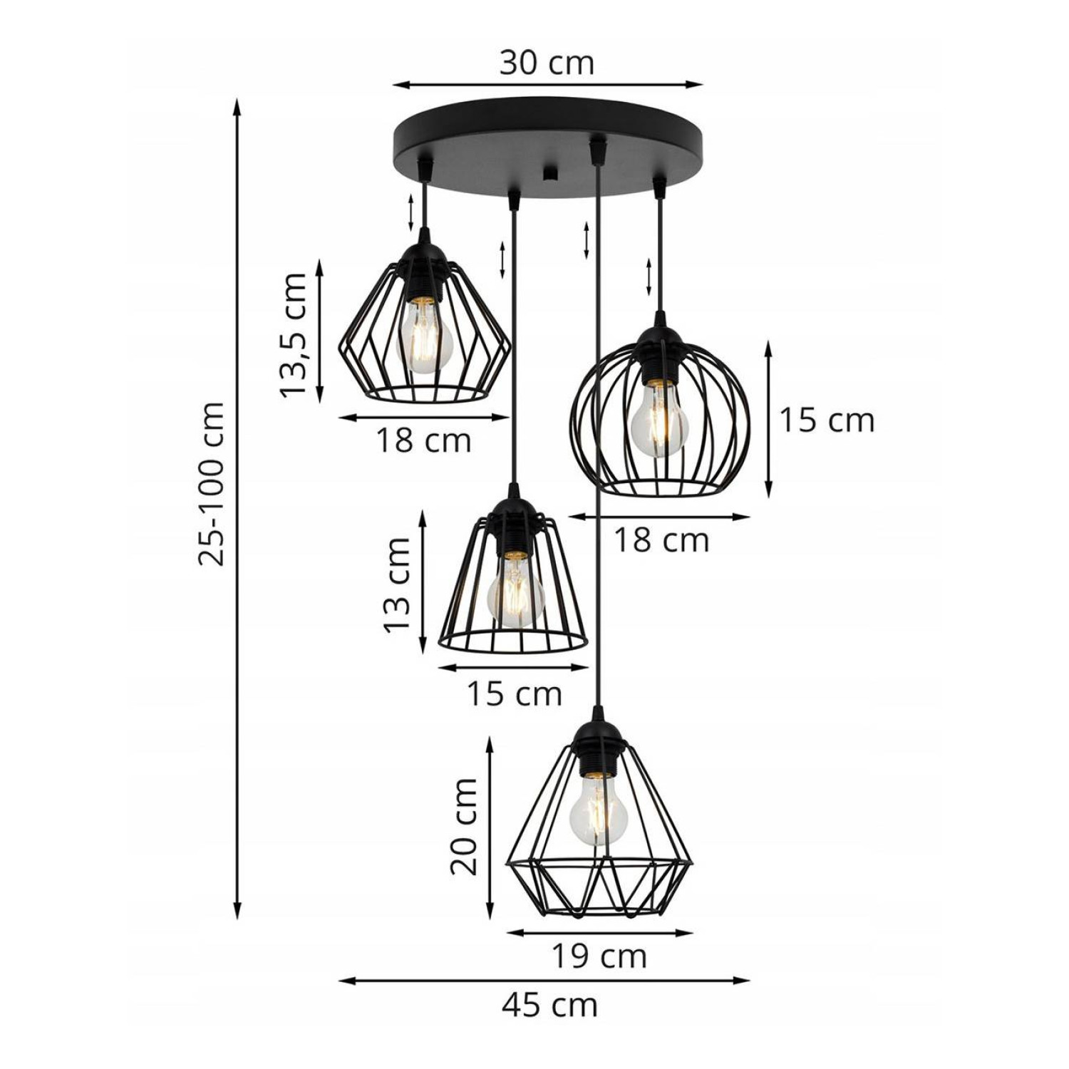 Modern lamp with asymmetrical cream shades EDISON 1502/4/OW/MIX foto4