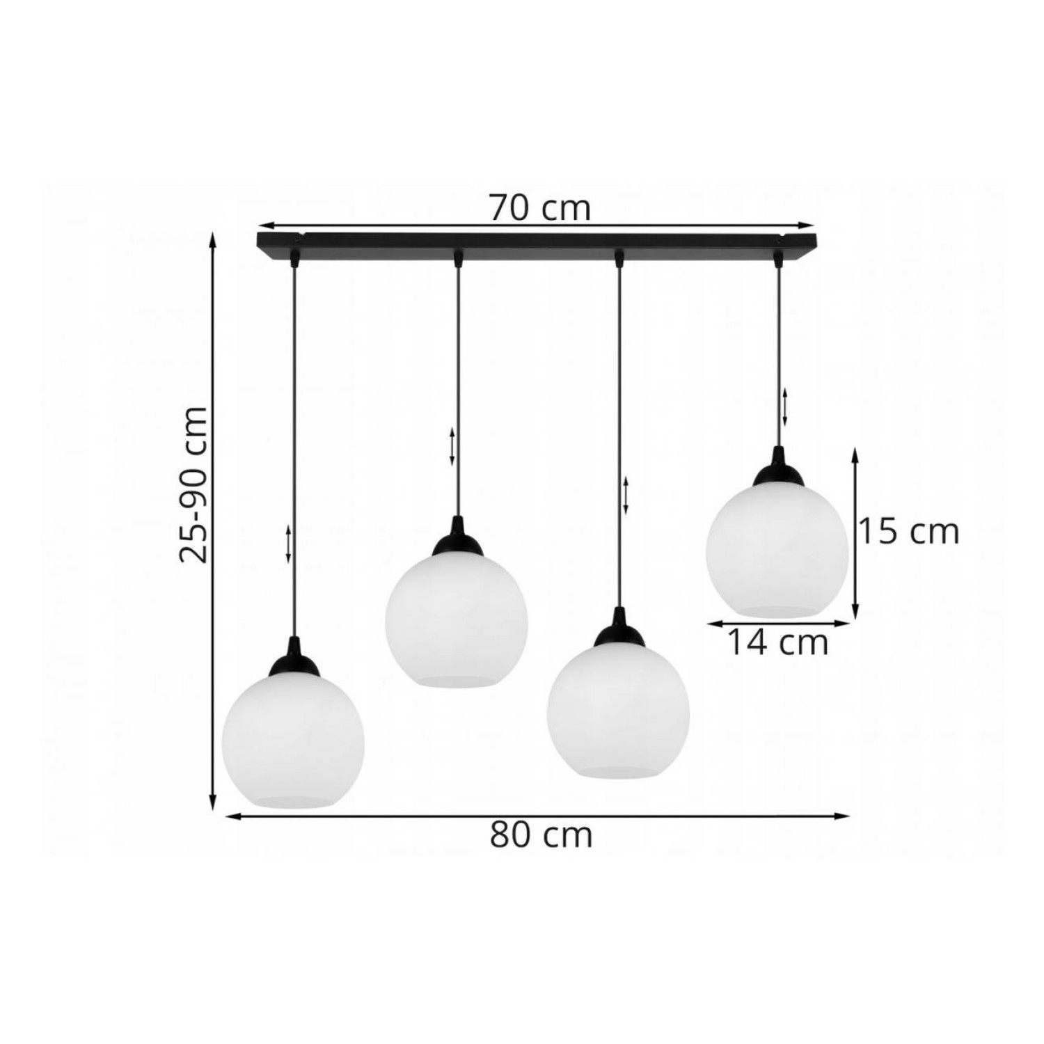 Závěsné svítidlo na liště se čtyřmi bílými stínidly  ELIZA 1987/4/70L foto4
